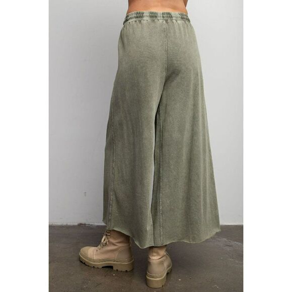 Easel Stay Comfy Wide Leg Comfy Pants in Ash Green EB40128 - Picture 5 of 5